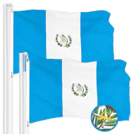 G128 - 2-Pack Guatemala Flag Embroidered 3x5 ft 300D Polyester Brass Grommets - Blue/White