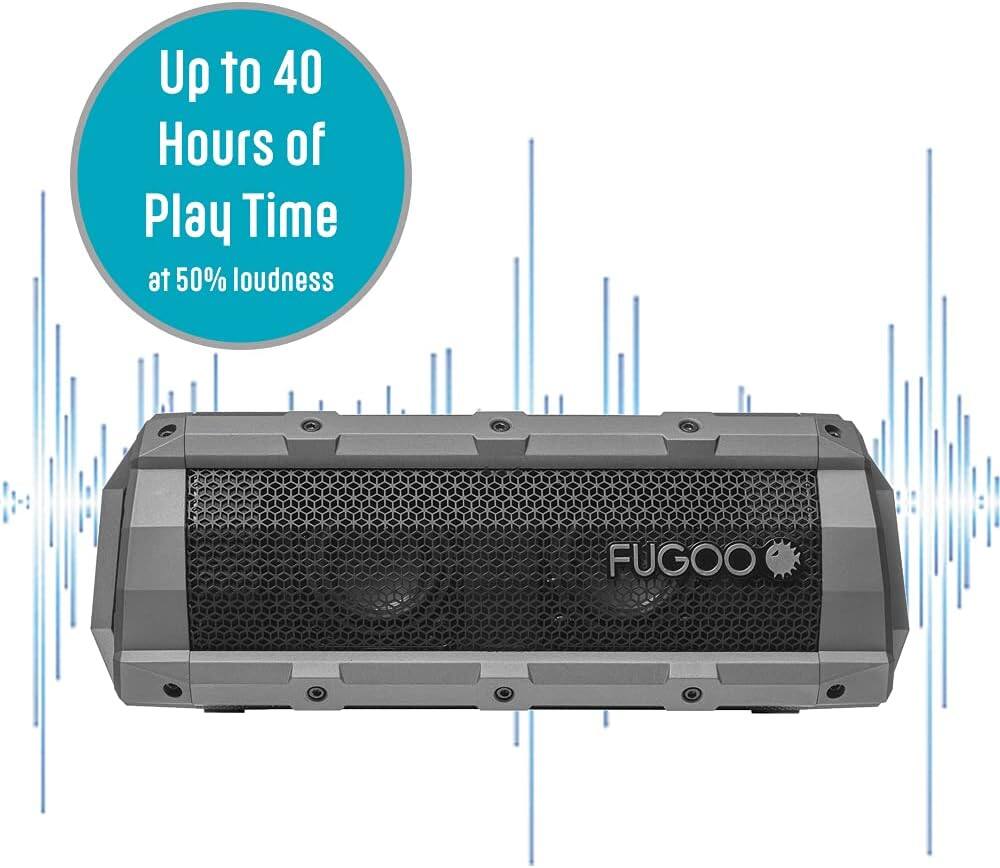 Up to 40 Hours of Play Time  
at 50% loudness  

FUGOO