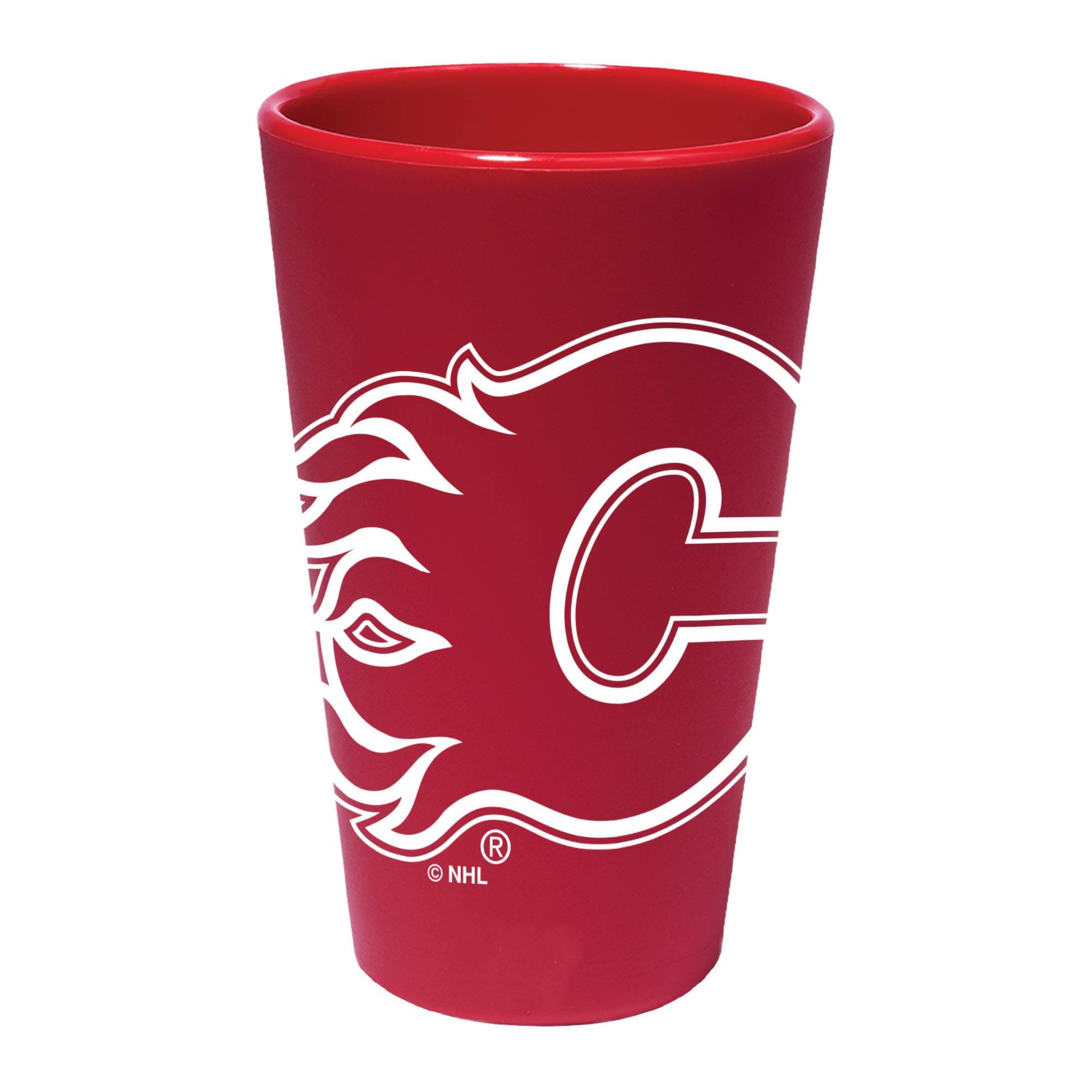 Front. WinCraft - Calgary Flames 16oz. Team Color Silicone Pint Glass - Multicolor.