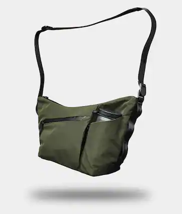 Front. ALPAKA - Flow Satchel 4L Crossbody Bag, Water Resistant Shoulder Bag, Expandable Bottle Pocket, YKK Zippers - Green Axoflux 210D.