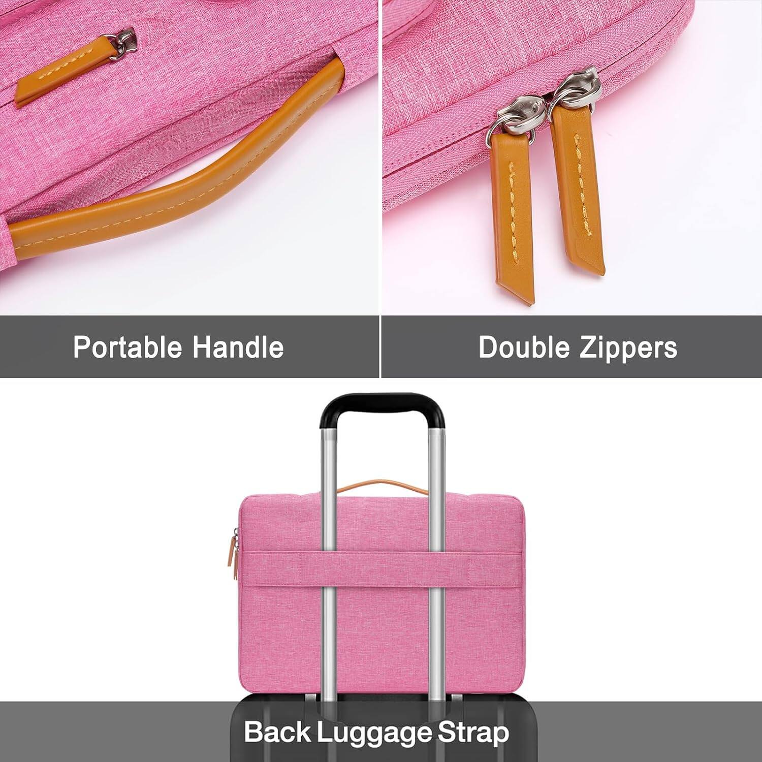 Portable Handle  
Double Zippers  
Back Luggage Strap