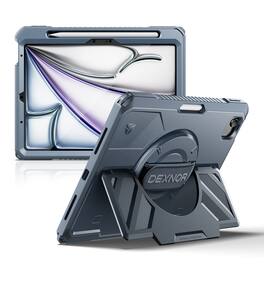Dexnor - Rugged Case for iPad Air 11” M4/M3/M2 & iPad Air 5th/4th with 360° Rotating Hand Strap & Shockproof Screen Protector - Navy Blue