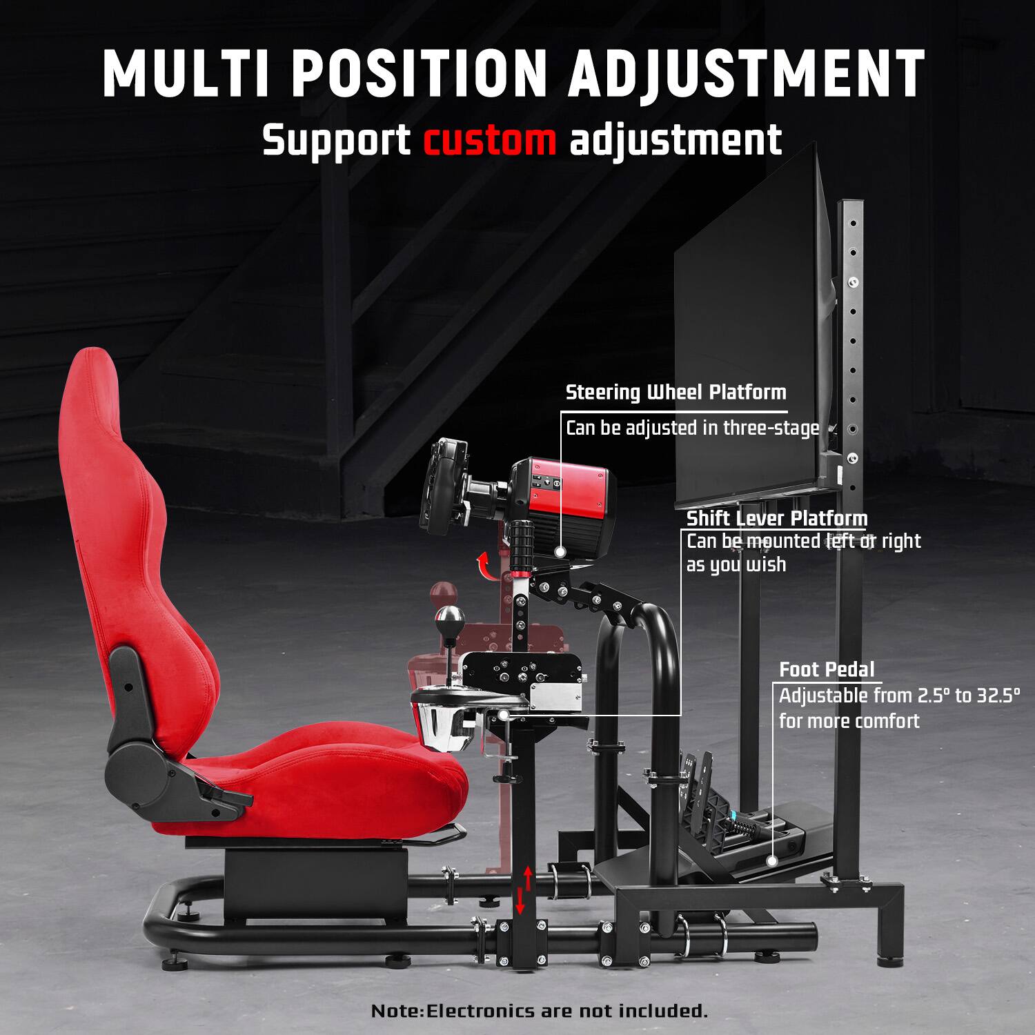 Dardoo Adjustable Racing Cockpit with Red Seat and TV Stand Fit for ...