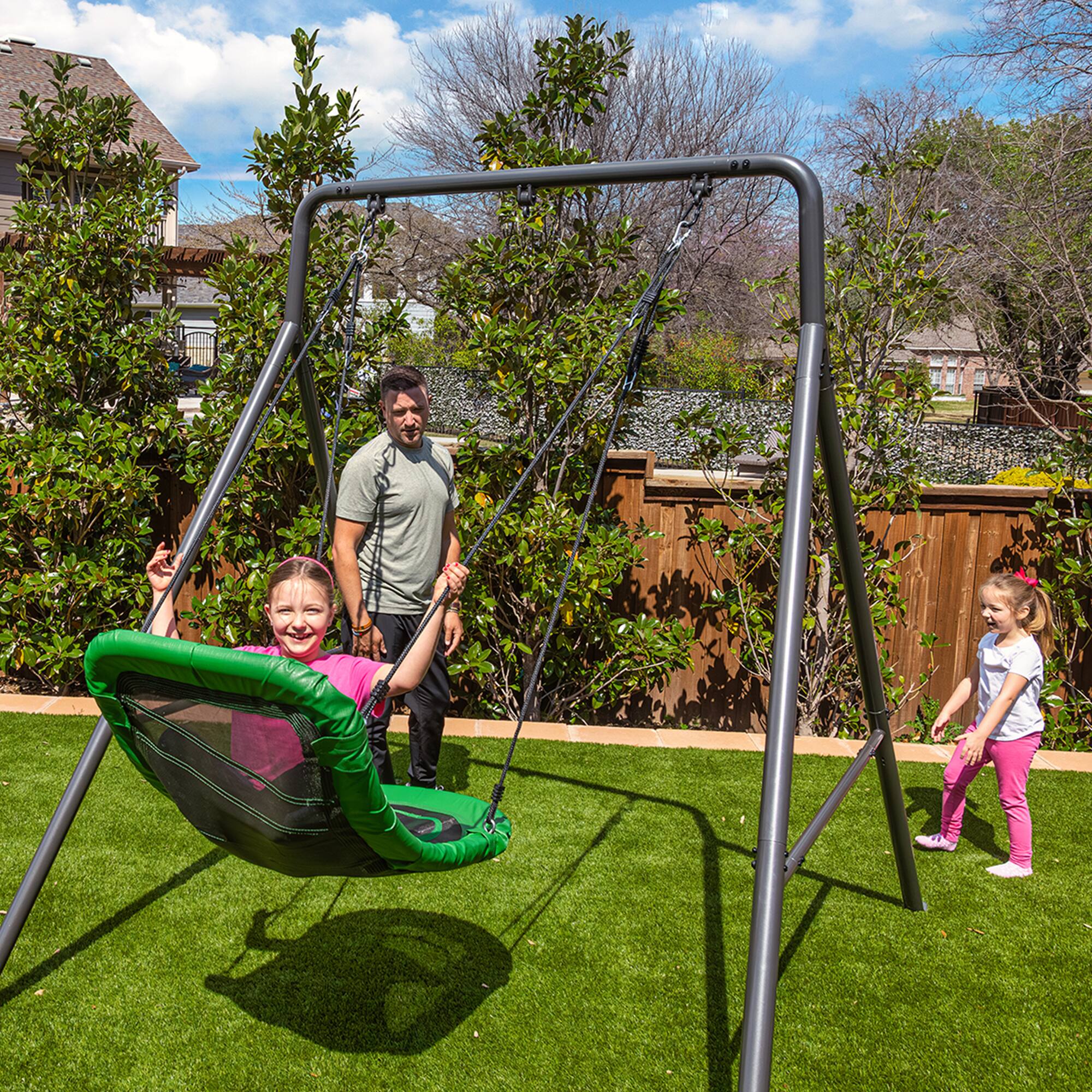 Alt View 5. gobaplay - gobaplay Boat Swing, 53" x 25" Platform Saucer, (Swingset Frame Not Included) - Green.