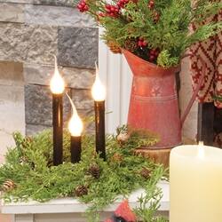 Angle. BreeBe - 3" Electric Country Candle Lamp Black - Black.