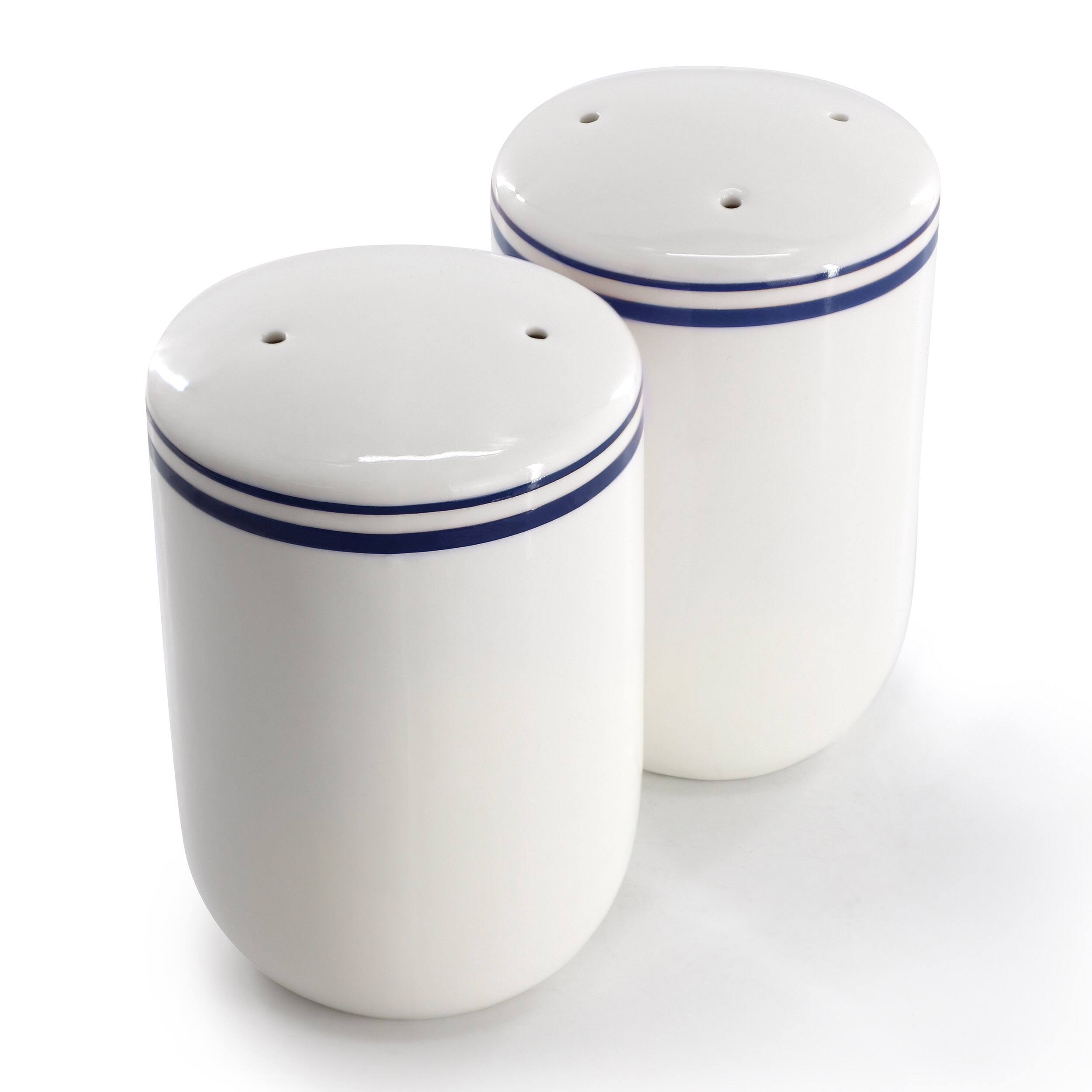 Alt View 1. Sur La Table - Sur La Table Le Marais Fine Ceramic Salt and Pepper Shaker Set in Marine - White.