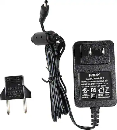 HORP S-E0-190 US 16 ADAPTER 125V 125725076A 2501 6A HQRP AC/DC ADAPTER MODEL: JZB024-150140UX
V INPUT: 100-240V-50/60Hz 0.7A 0.7A OUTPUT: 15.0V=1.4A 21.0W
C uS FC LISTED 49938s 2210 LT.E.PowerSupp Aubdns DEB MADE IN CHINA 1OeE