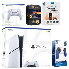Playstation 5 Slim Disc with Extra Controller, Trigger Stop Kit and MightySkins Decal Voucher + 2 - PlayStation 5