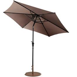 Gymax - 9 Ft Patio Table Market Umbrella Yard Outdoor w/ Heavy-duty Umbrella Base - Tan
