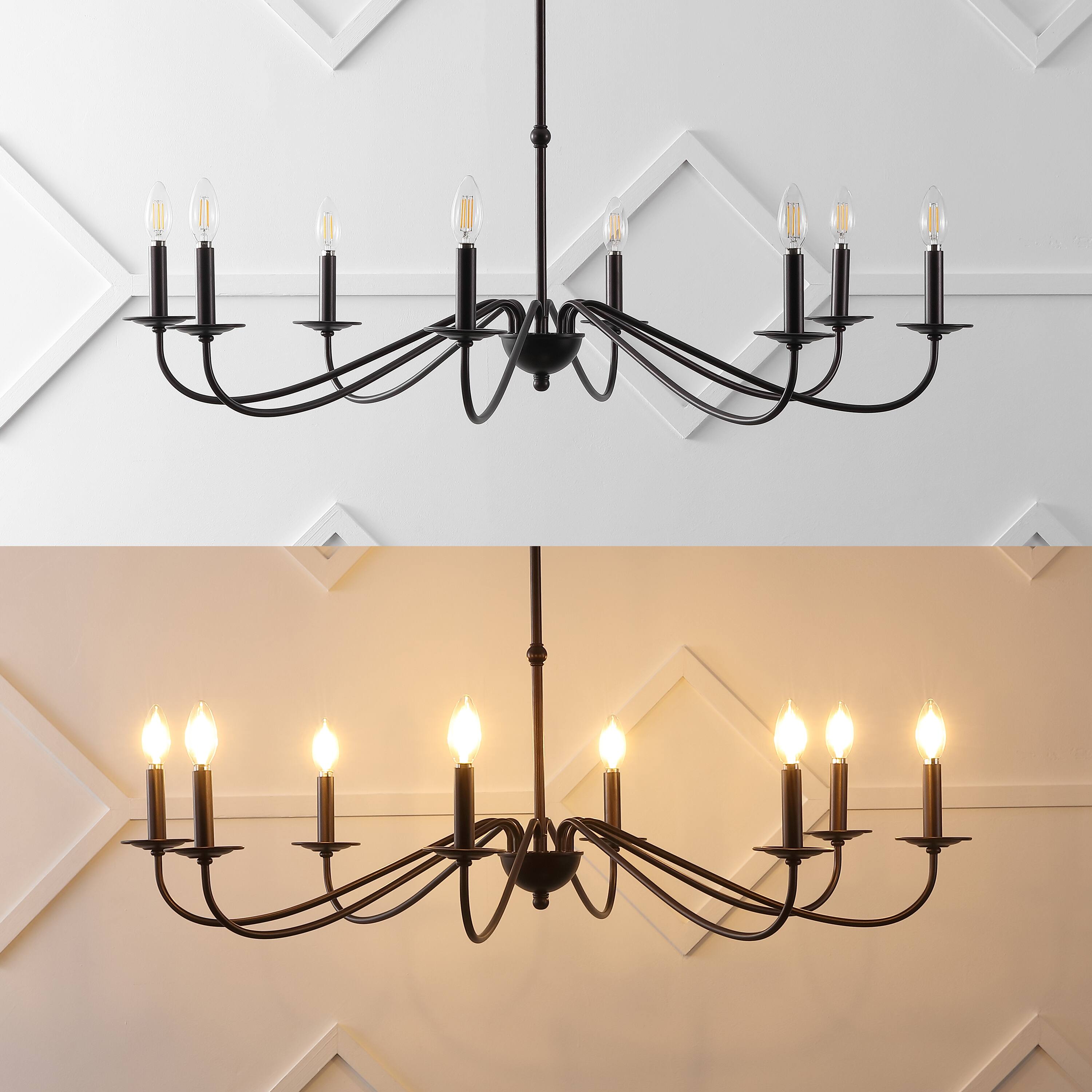 Alt View 4. Jonathan Y - Wicklow 40" 8-Light Bohemian Farmhouse Iron LED Chandelier, Oil Rubbed Bronze - Oil Rubbed Bronze.