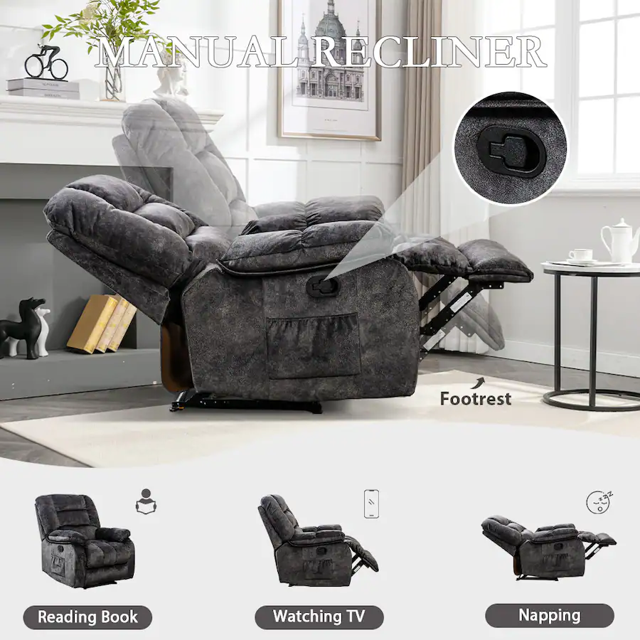 Bestier Massage Recliner Chair Modern and Super Soft Manual