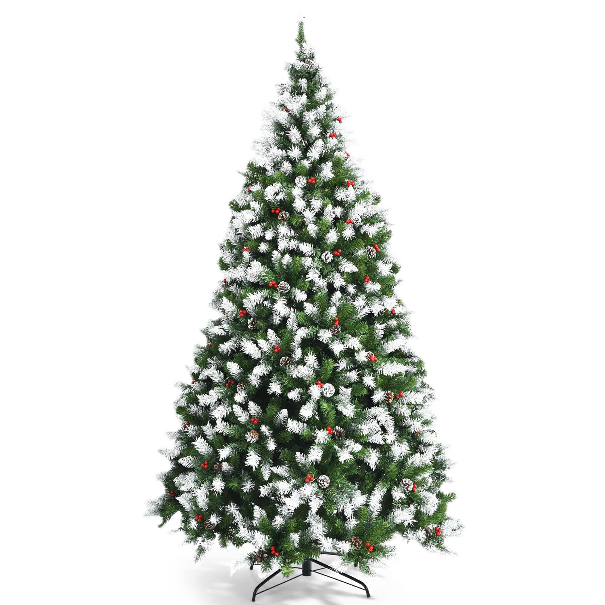 Costway 7.5ft Pre lit Snowy Christmas Tree 1398 Tips with