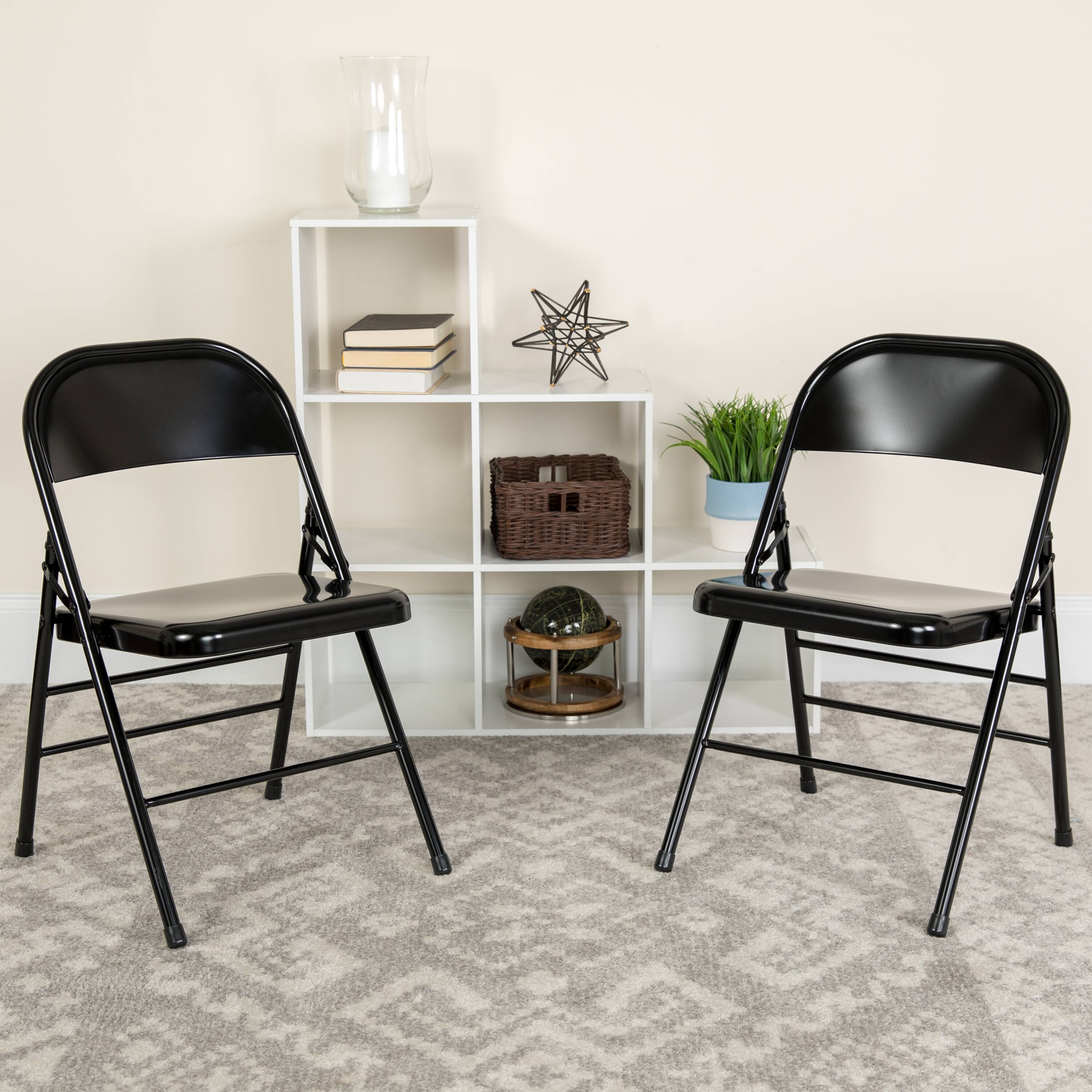 Alt View 2. Emma + Oliver - 2 Pack Home & Office Portable Party Events Steel Metal Folding Chair - Black.