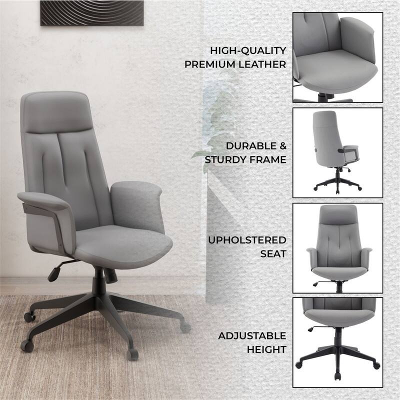 HIGH-QUALITY PREMIUM LEATHER  
DURABLE & STURDY FRAME  
UPHOLSTERED SEAT  
ADJUSTABLE HEIGHT