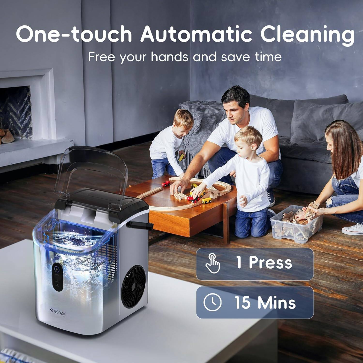 One-touch Automatic Cleaning Free your hands and save time 1 Press 15 Mins