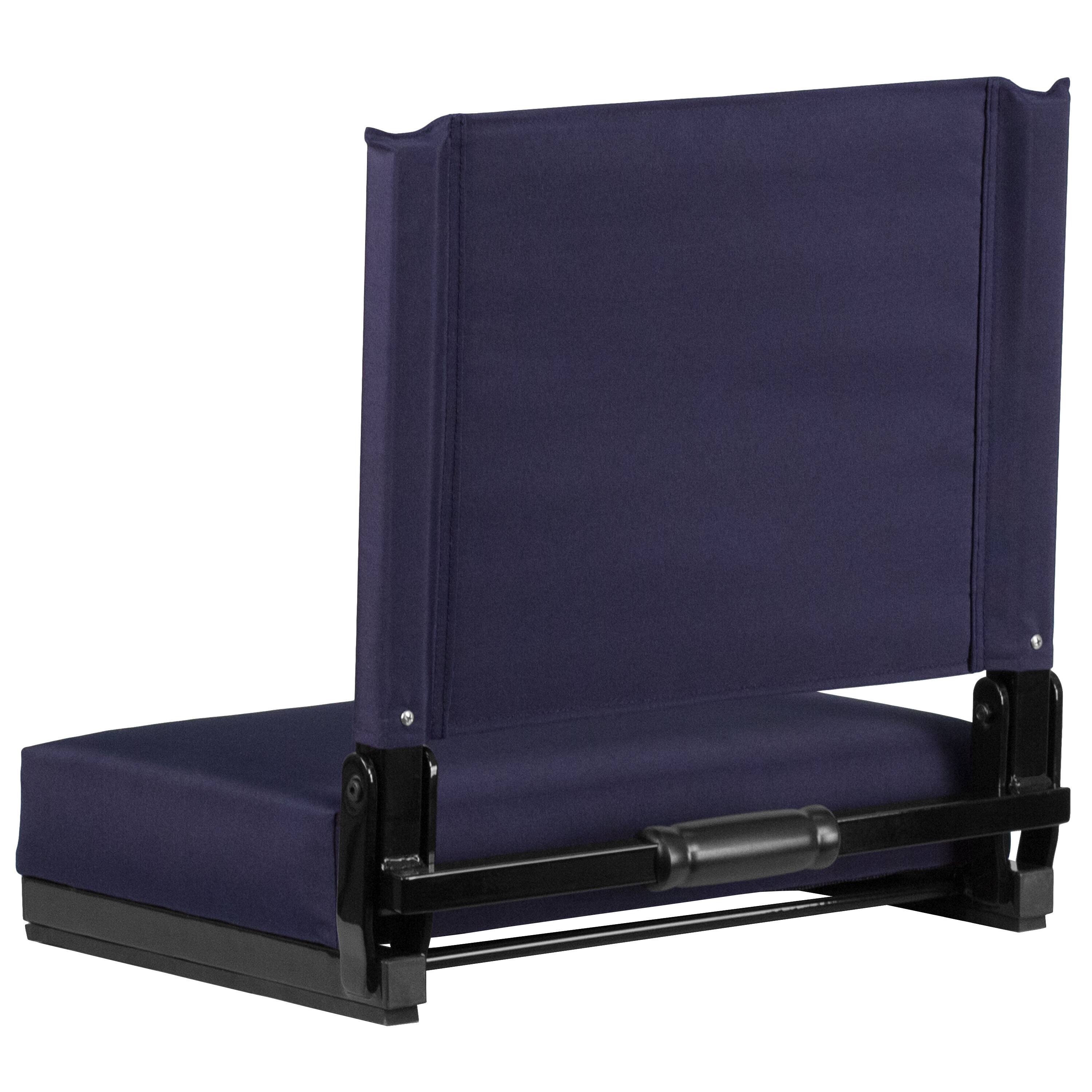 Alt View 6. Emma + Oliver - Set of 2 500 lb. Rated Lightweight Stadium Chair with Ultra-Padded Seat - Navy.