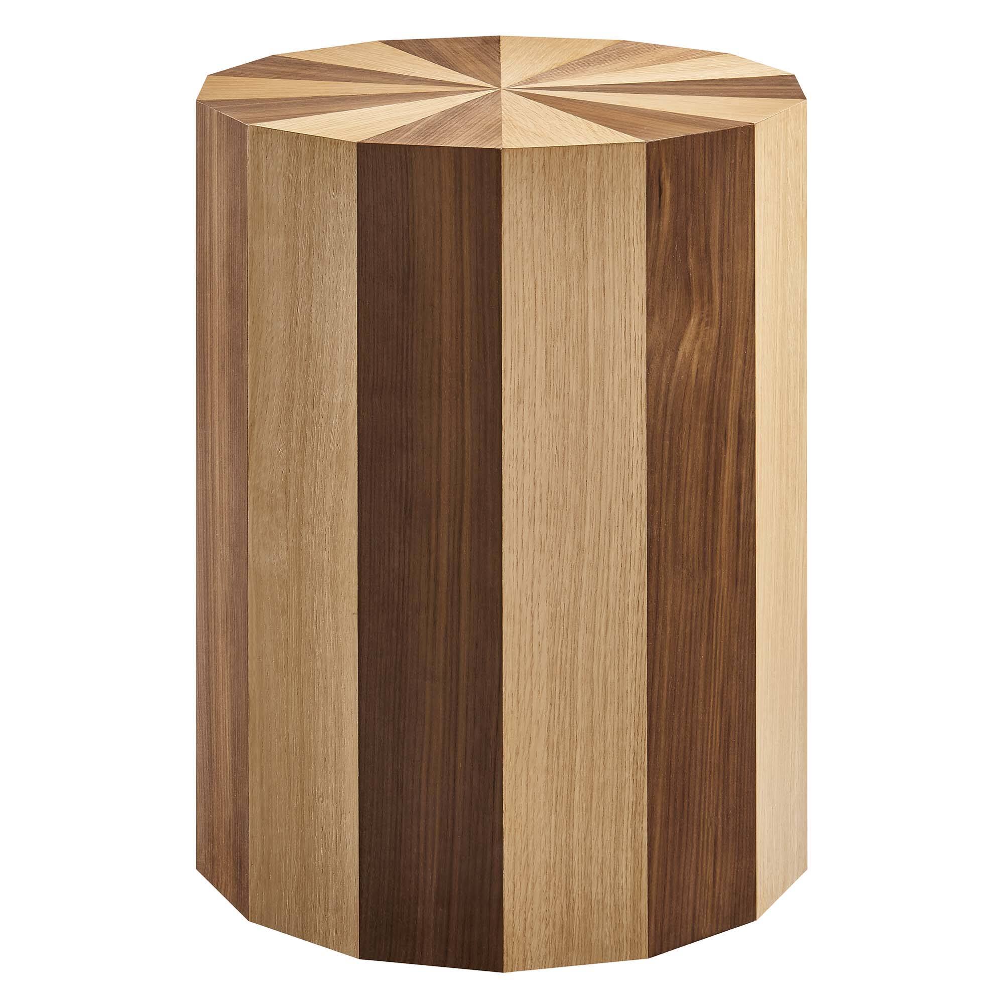 Angle. Modway - Twirl Two-Toned Wood Veneer Side Table by Modway - Oak Walnut.