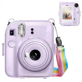 Stock Preferred - Clear Case for Fujifilm Instax Mini 12 Instant Camera Crystal Hard Shell Cover Glittering Purple - Glittering Purple