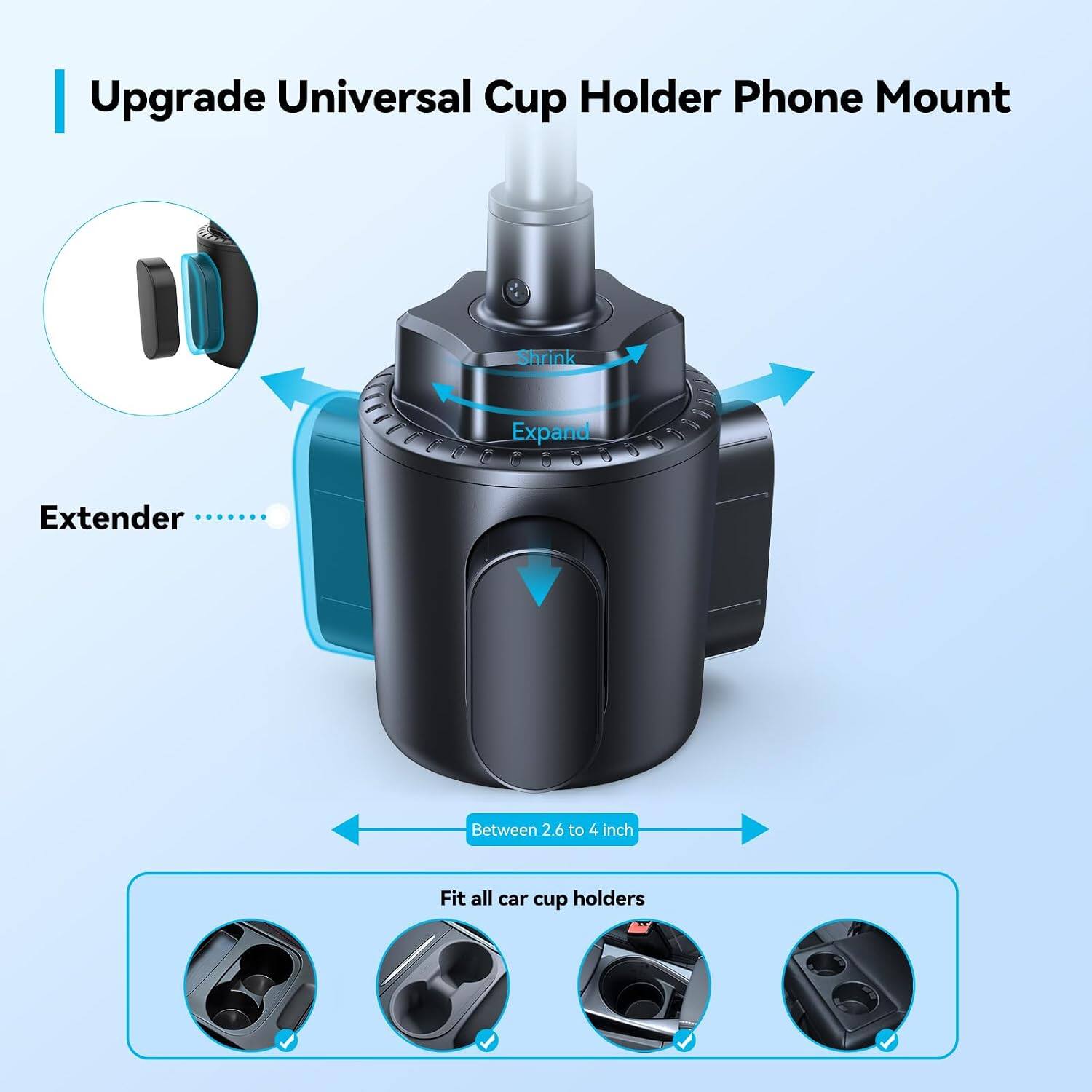 TECKNET Cup Phone Holder Mount for Car, Adjustable Gooseneck, Air Vent ...