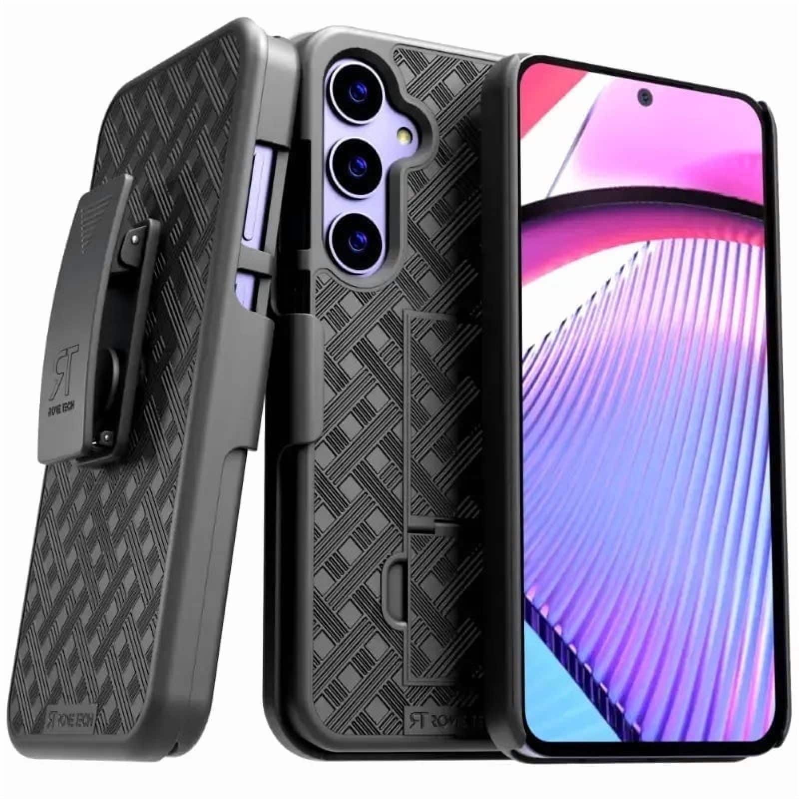 RomeTech - Shell Holster Combo Case for Samsung Galaxy S24+ - Black / Light Pink - Black/Light Pink