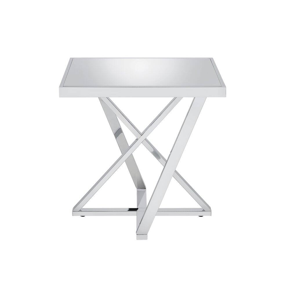 Angle. Furniture of America - Ludington Contemporary Metal End Table in Chrome - Silver.