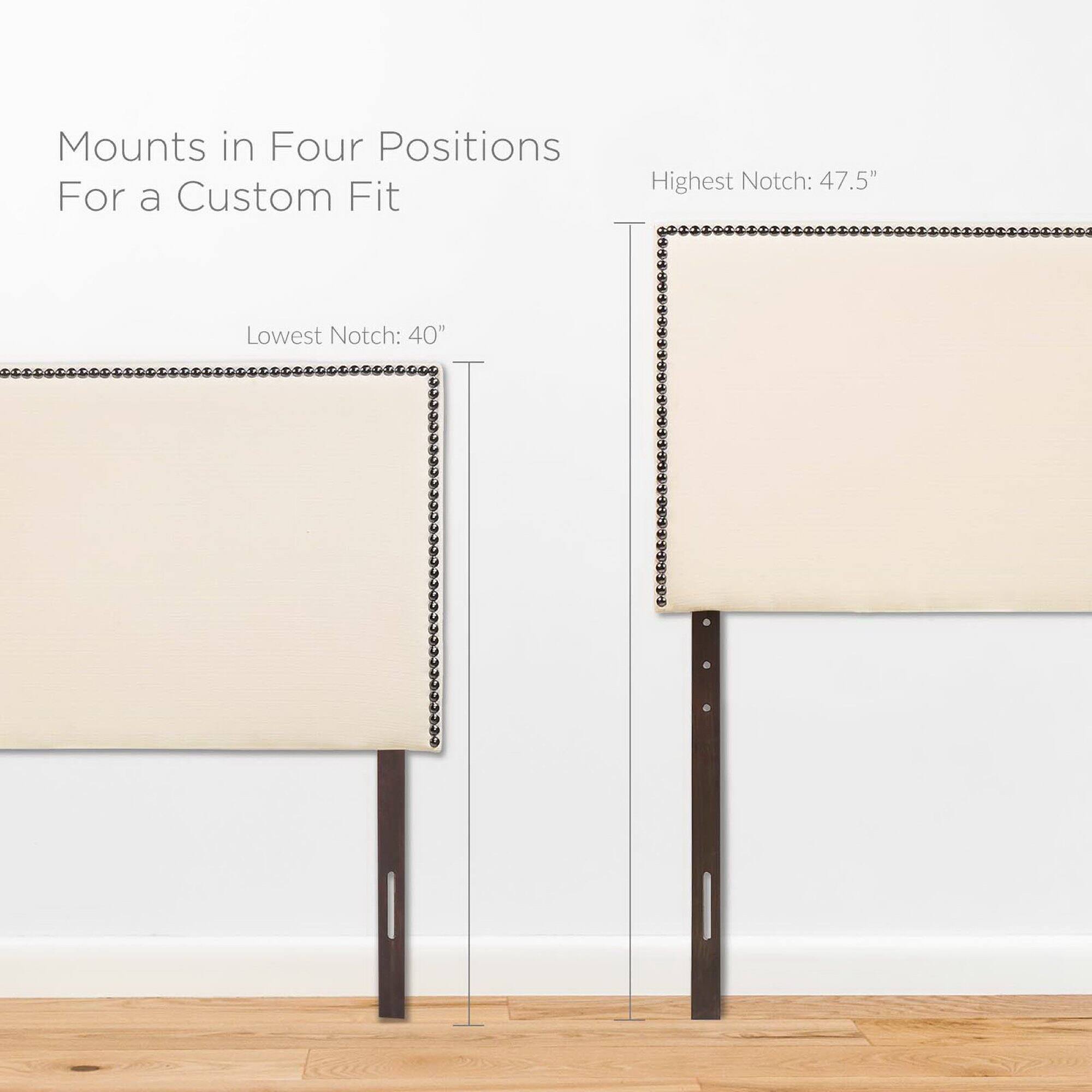 Mounts in Four Positions  
For a Custom Fit  

Lowest Notch: 40"  
Highest Notch: 47.5"