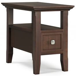Simpli Home - Acadian 14 inch Wide Solid Wood Transitional Narrow Side Table with Drawer - Brunette Brown