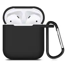 Front. Entronix - Entronix AirPods 1st/2nd Gen Case - Soft-Touch Liquid Silicone for Ultimate Protection - Black.