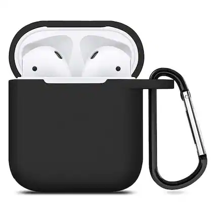 Front. Entronix - Entronix AirPods 1st/2nd Gen Case - Soft-Touch Liquid Silicone for Ultimate Protection - Black.
