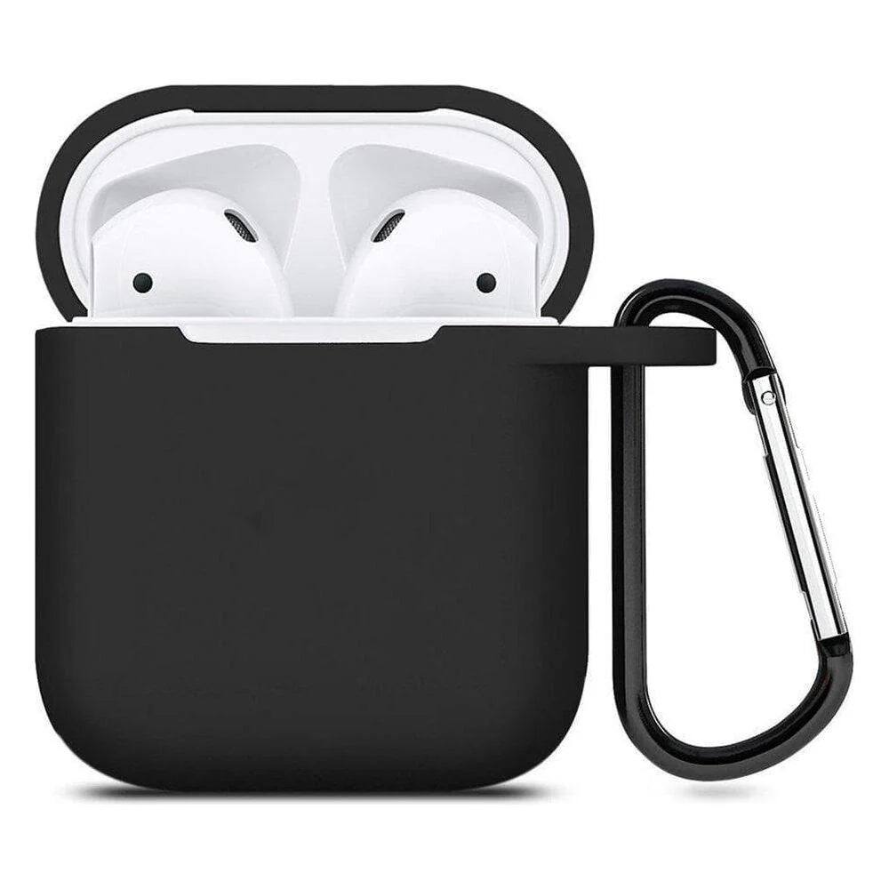 Front. Entronix - Entronix AirPods 1st/2nd Gen Case - Soft-Touch Liquid Silicone for Ultimate Protection - Black.