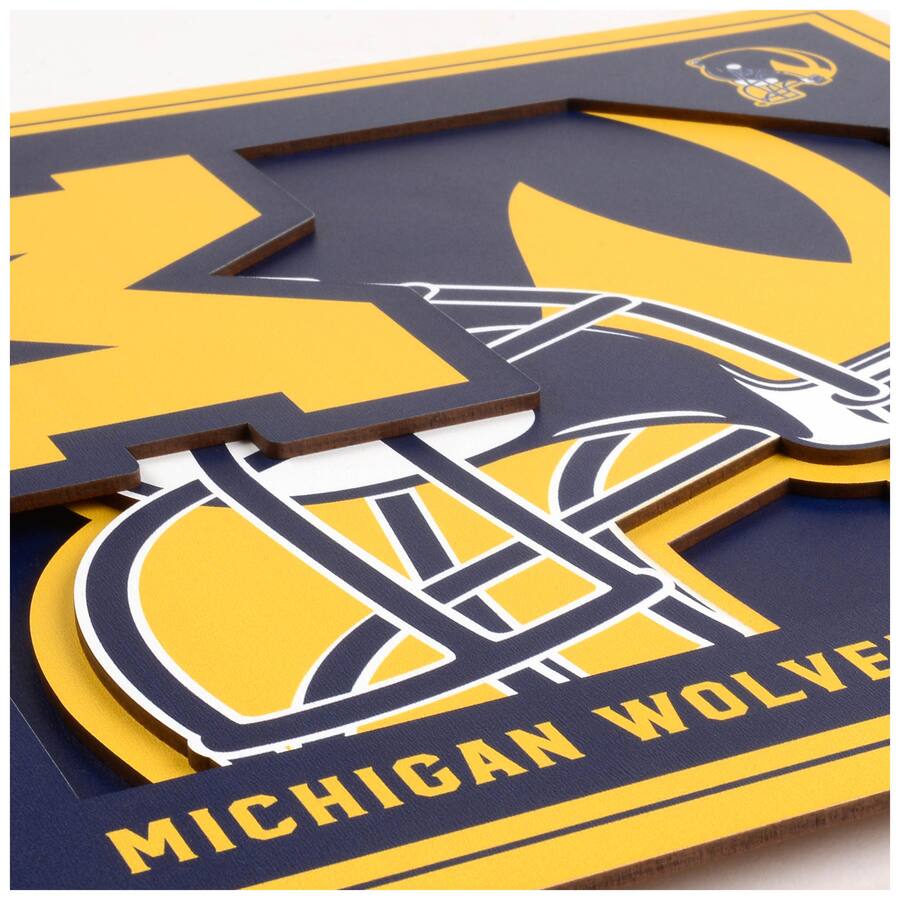 Michgian Wolves YouTheFan Michigan Wolverines 12'' x 12'' 3D Logo Wall Art Multicolor ...