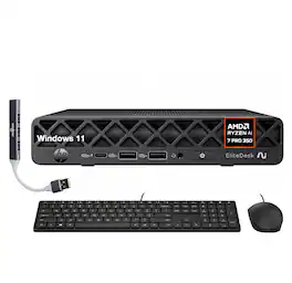 HP - Upgraded - EliteDesk 8 Mini G1a Mini Desktop (Ryzen AI 7 PRO 350, 32GB, 2TB SSD, AMD Radeon 860M, Win 11 Pro) w/USB Hub - Black
