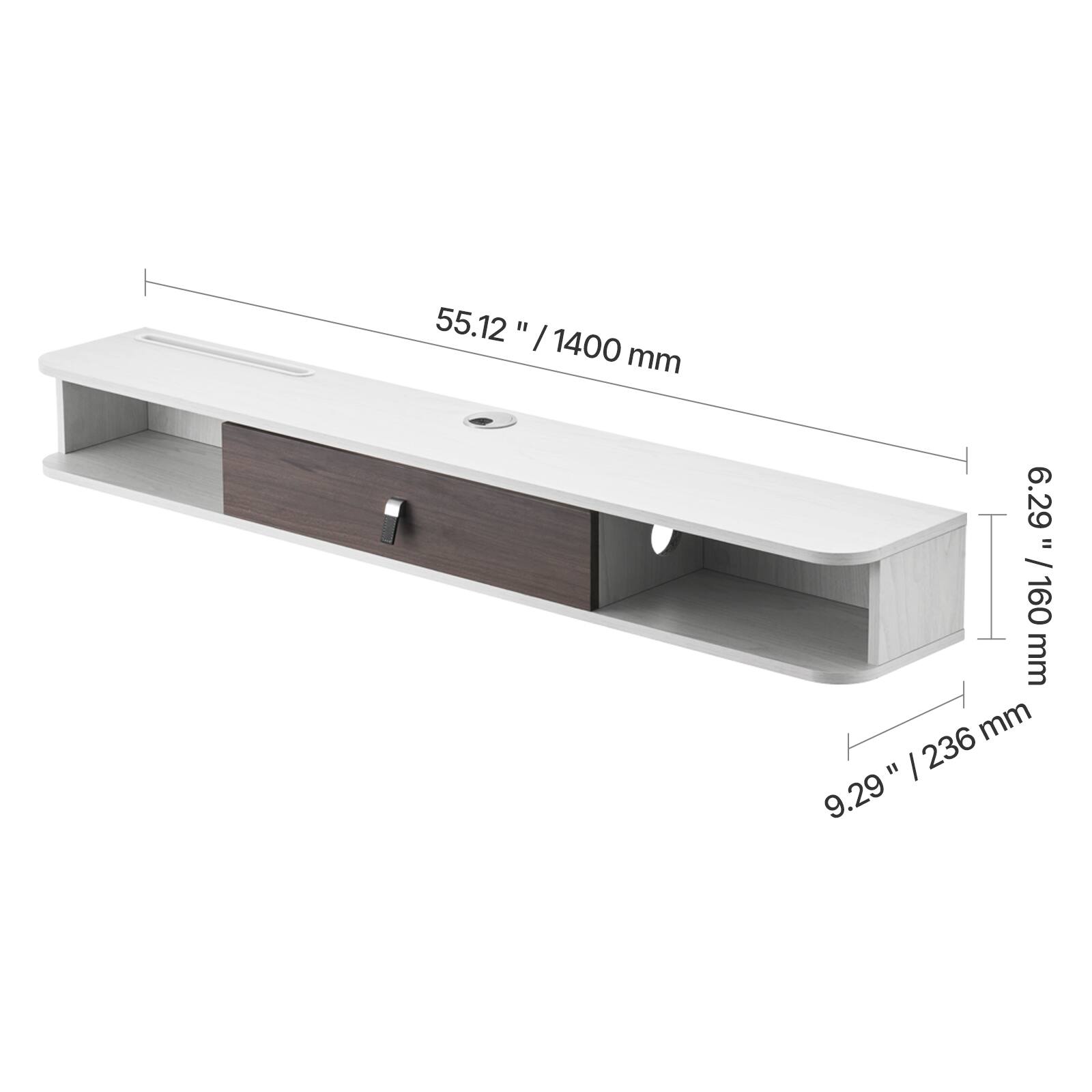 55.12" / 1400 mm  
6.29" / 160 mm  
9.29" / 236 mm