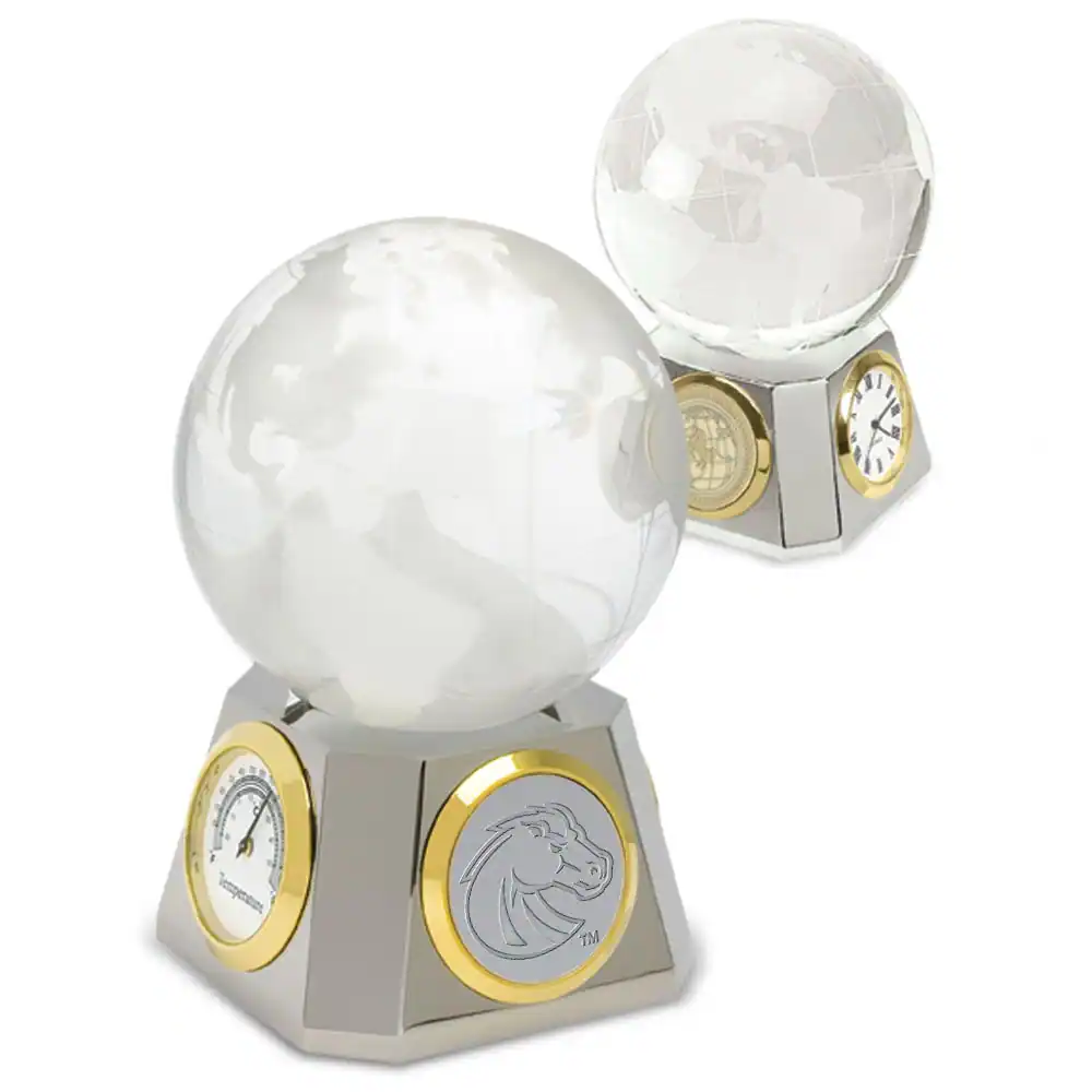 Front. Jardine - Silver Boise State Broncos Desk Clock & Weather Station - Silver.