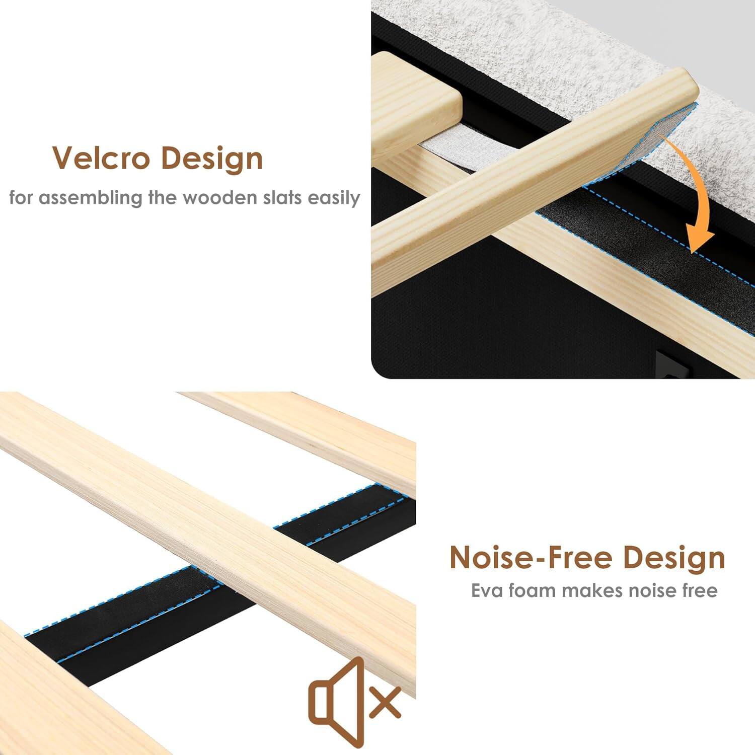 Velcro Design  
for assembling the wooden slats easily  

Noise-Free Design  
Eva foam makes noise free