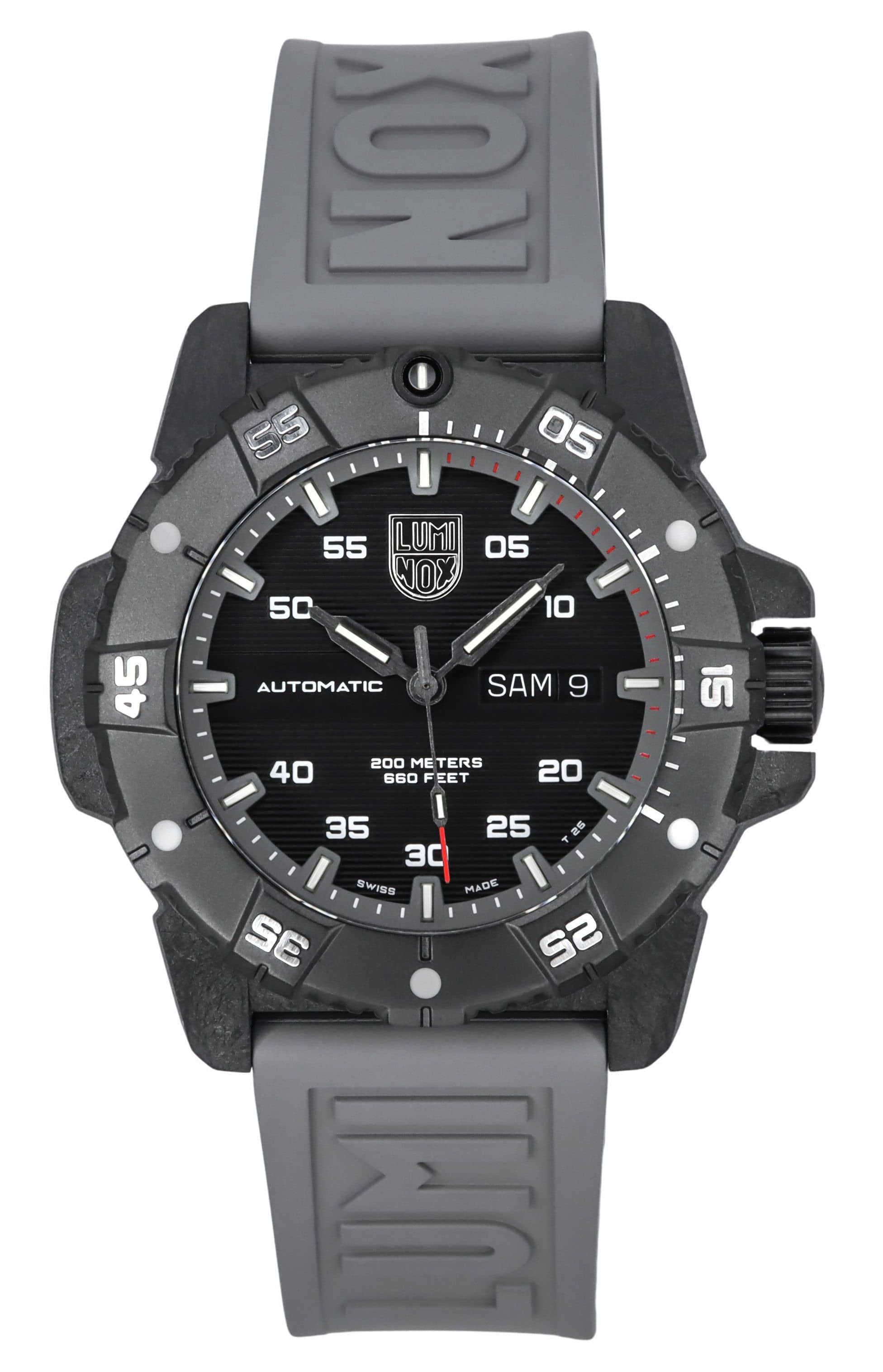 Luminuxe - Master Carbon SEAL Grey Rubber Strap Dial Swiss Automatic Diver's XS.3862 200M Men's Watch - Black