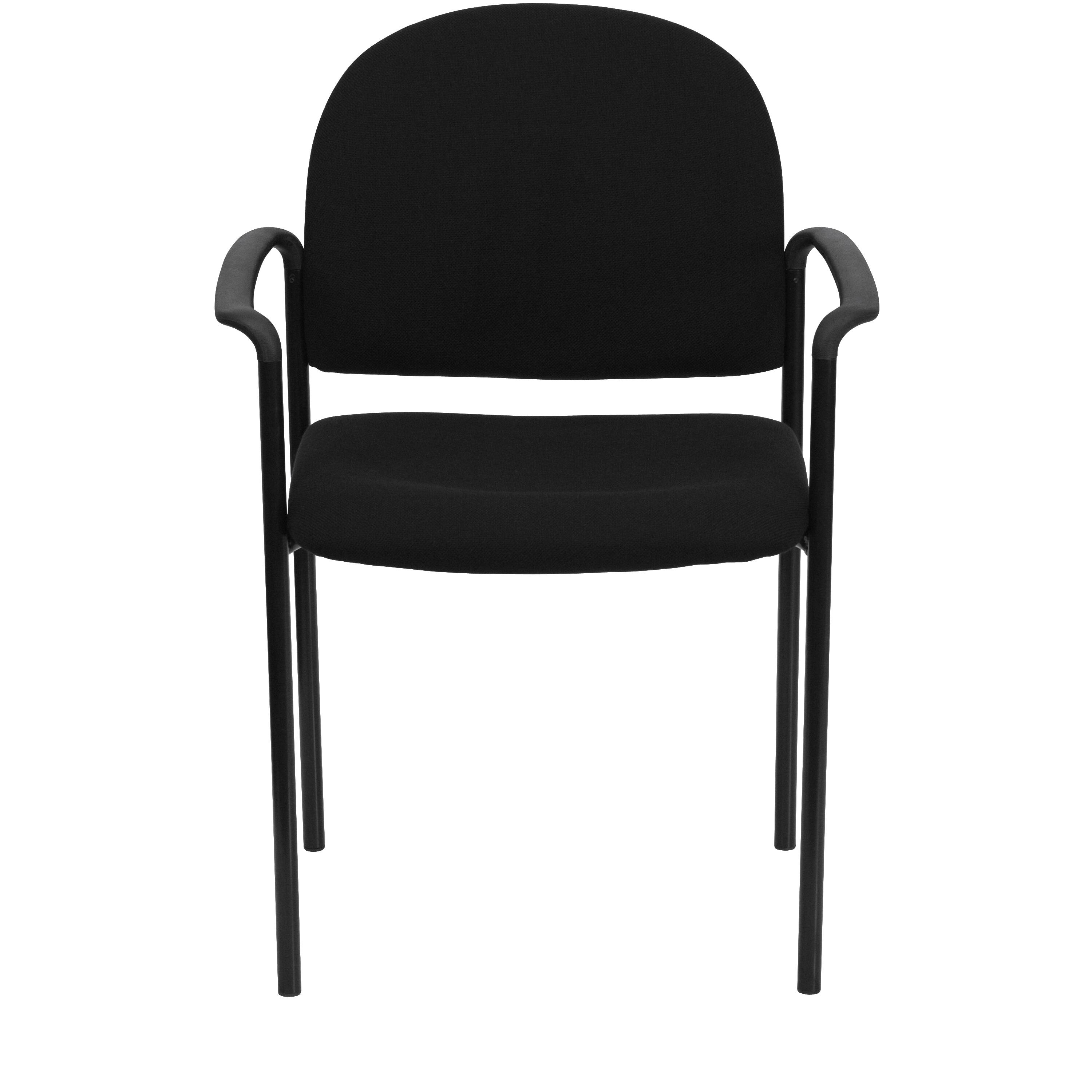 Alt View 7. Emma + Oliver - Comfort Stackable Steel Side Reception Chair with Arms - Black Fabric.