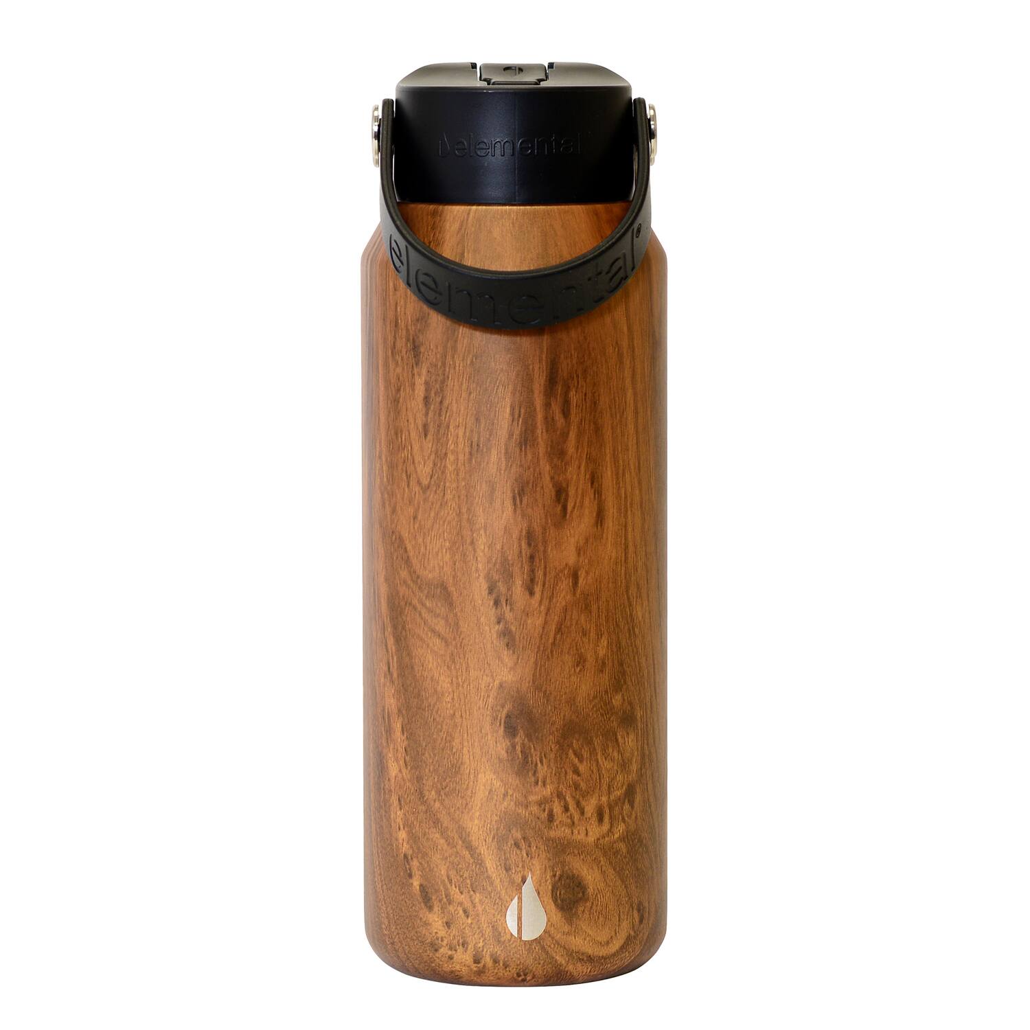 Left. Elemental - Core Stainless Steel Water Bottle, 40 Oz - Teakwood.