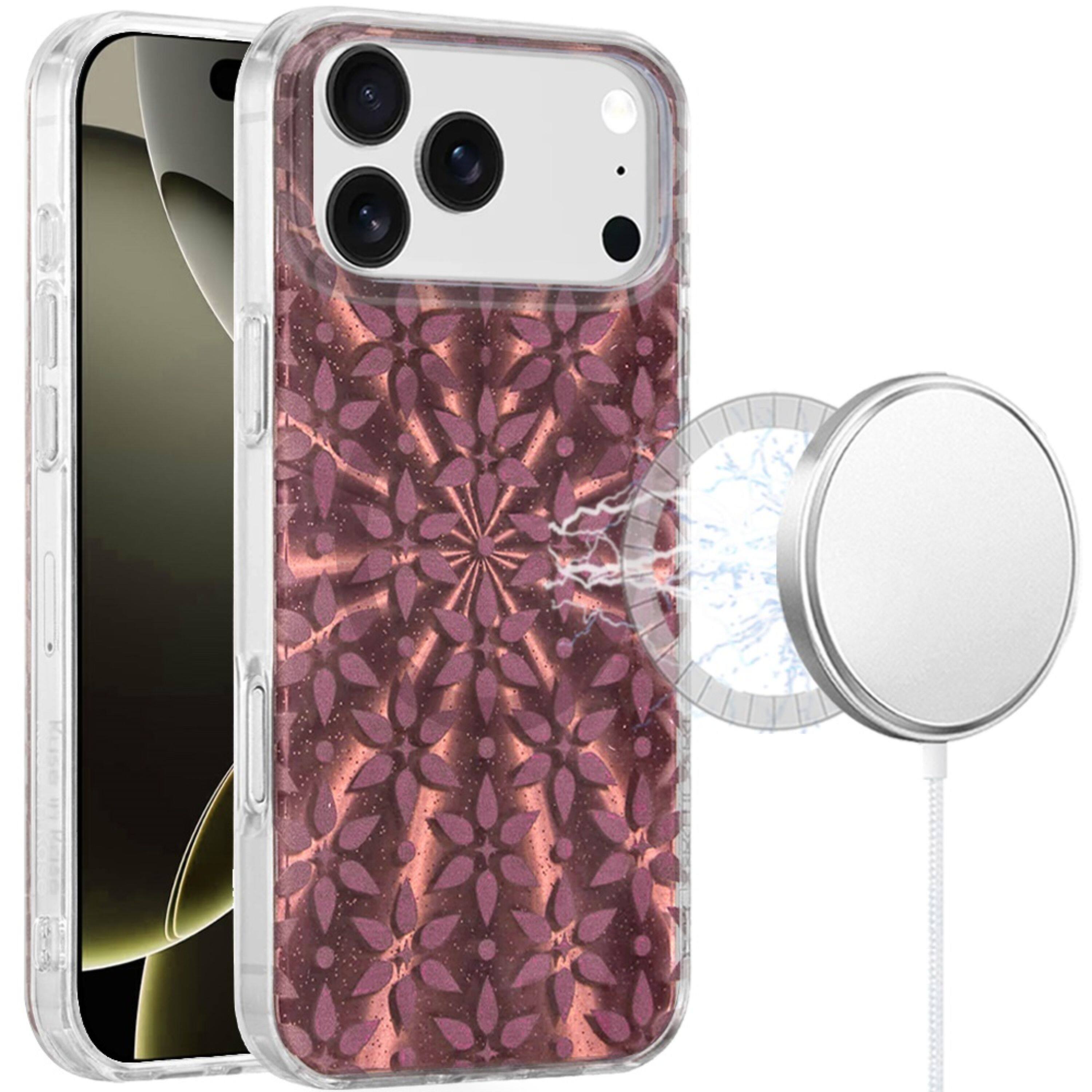 Kitcheniva - IMD Dual Layer Magnetic Circle Cover Phone Case With Tempered Glass For iPhone 17 Pro Max - Maroon price history on PriceWatchPro