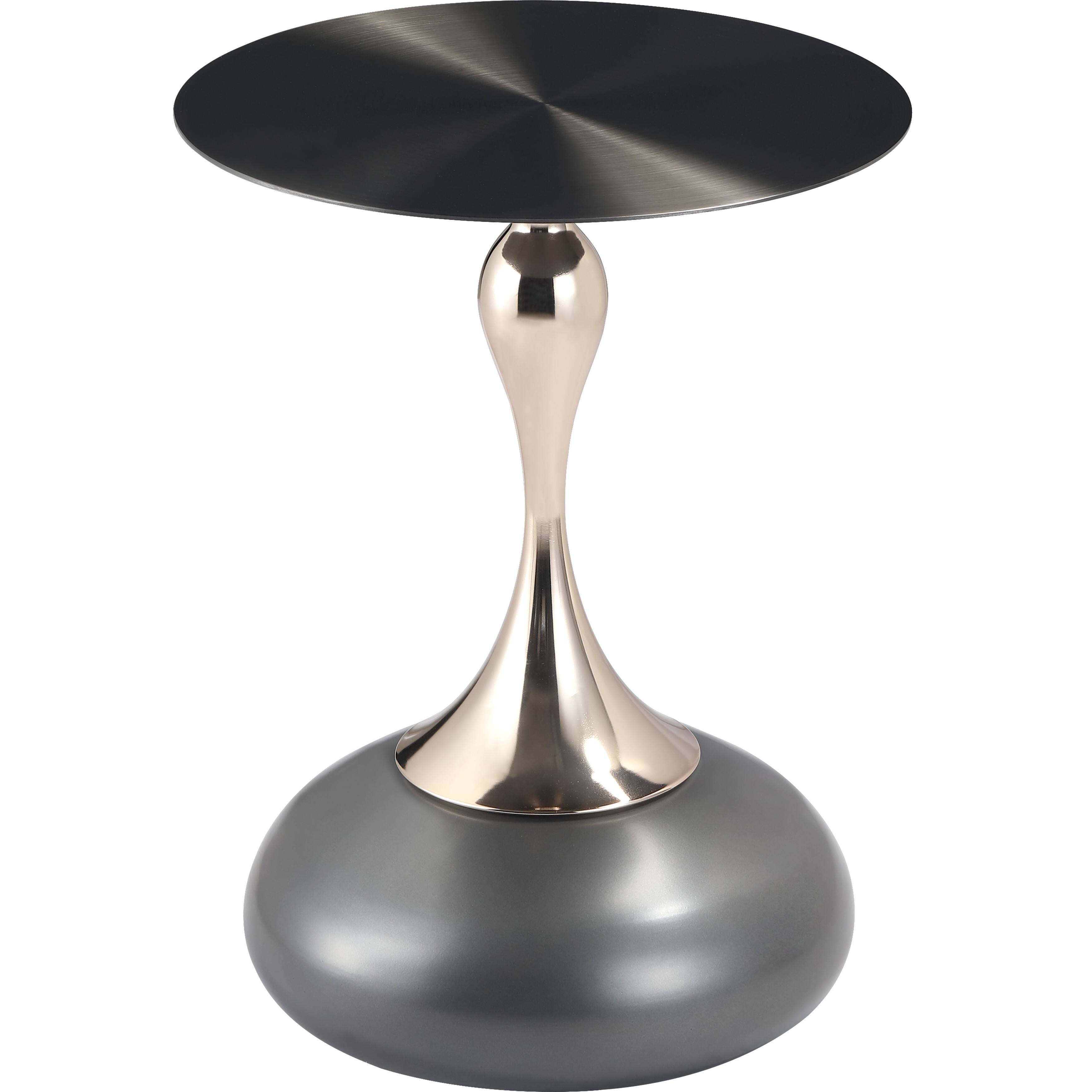 LeisureMod - Savoy Black Circular Top End Table with Powder Coated Finish for Living Room/Offices - Gray