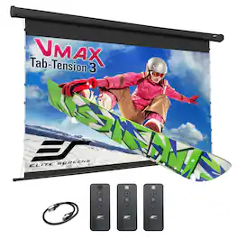 Elite Screens - VMAX Tab-Tension3,High-Contrast Gray Electric Drop-Down 4KUHD Projection Screen, VMAXT138UCH3 - Black