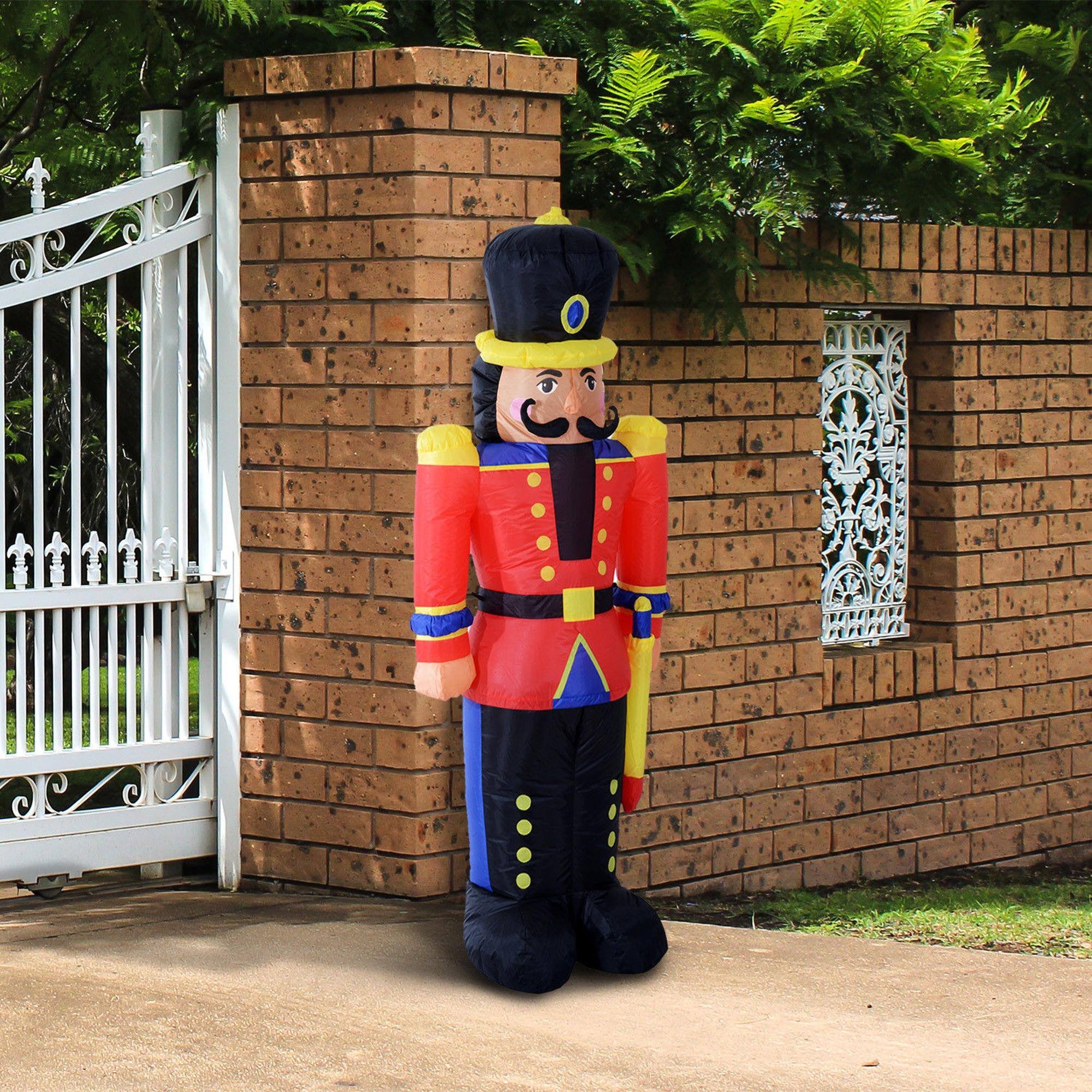 Alt View 1. Homcom - 6ft Inflatable Nutcracker Toy Soldier, Outdoor Blow-Up Yard Decoration with LED Lights - Black.