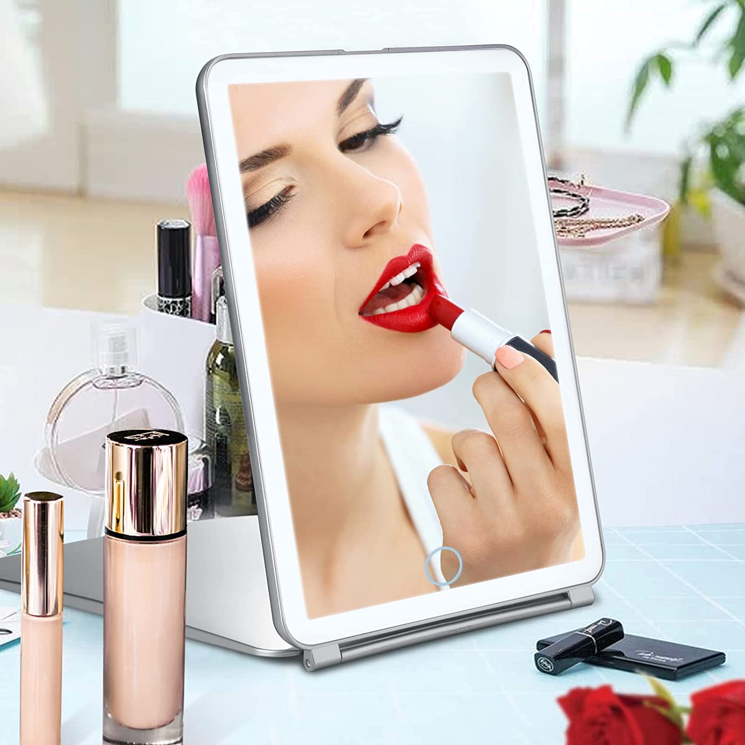 Alt View 3. Fitnate - USB Charging 32 LED Makeup Mirror - Silver.