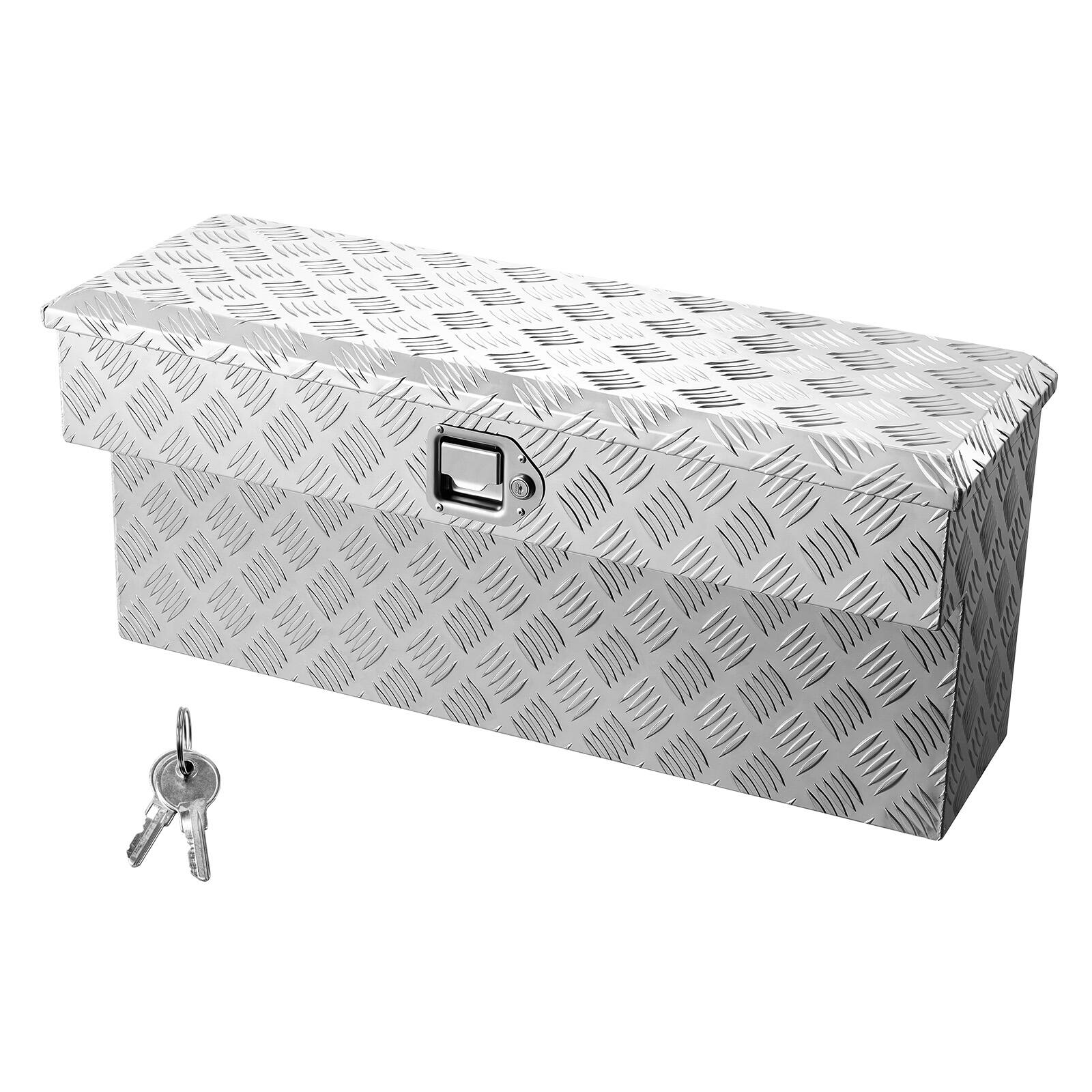 Front. VEVOR - Truck Bed Tool Box, Heavy Duty Aluminum Tool Box with Tread Patterns, Storage Toolbox Chest Organizer with Lock and Key - Silver.