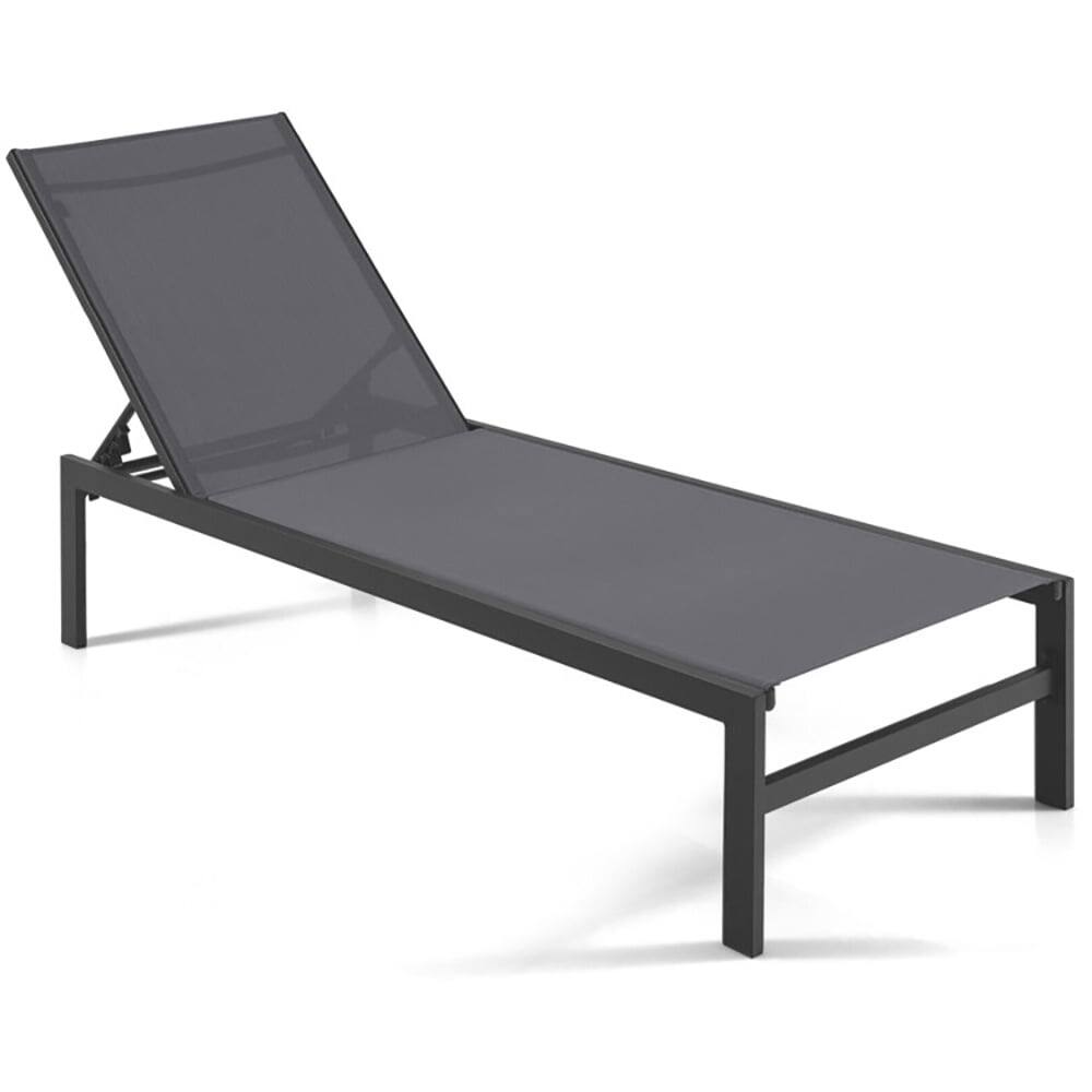 Alt View 1. Kadyn - Outdoor Chaise Lounge Chair, 6-Position Chaise Lounge Chairs with Rustproof Aluminium Frame-Gray - Gray.