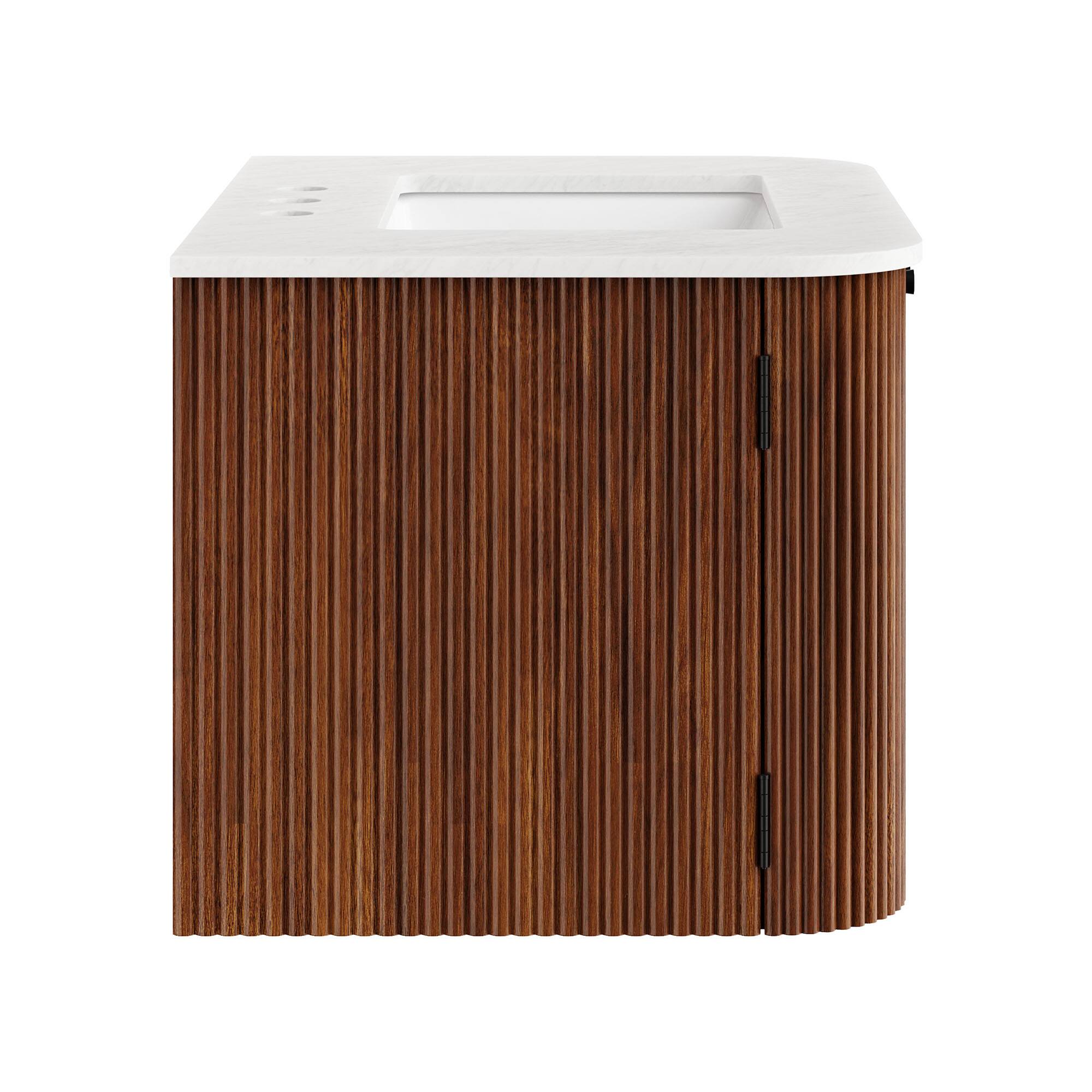 Alt View 2. Modway - Zia Wall-Mount Bathroom Vanity with Marble Sink by Modway - Walnut.