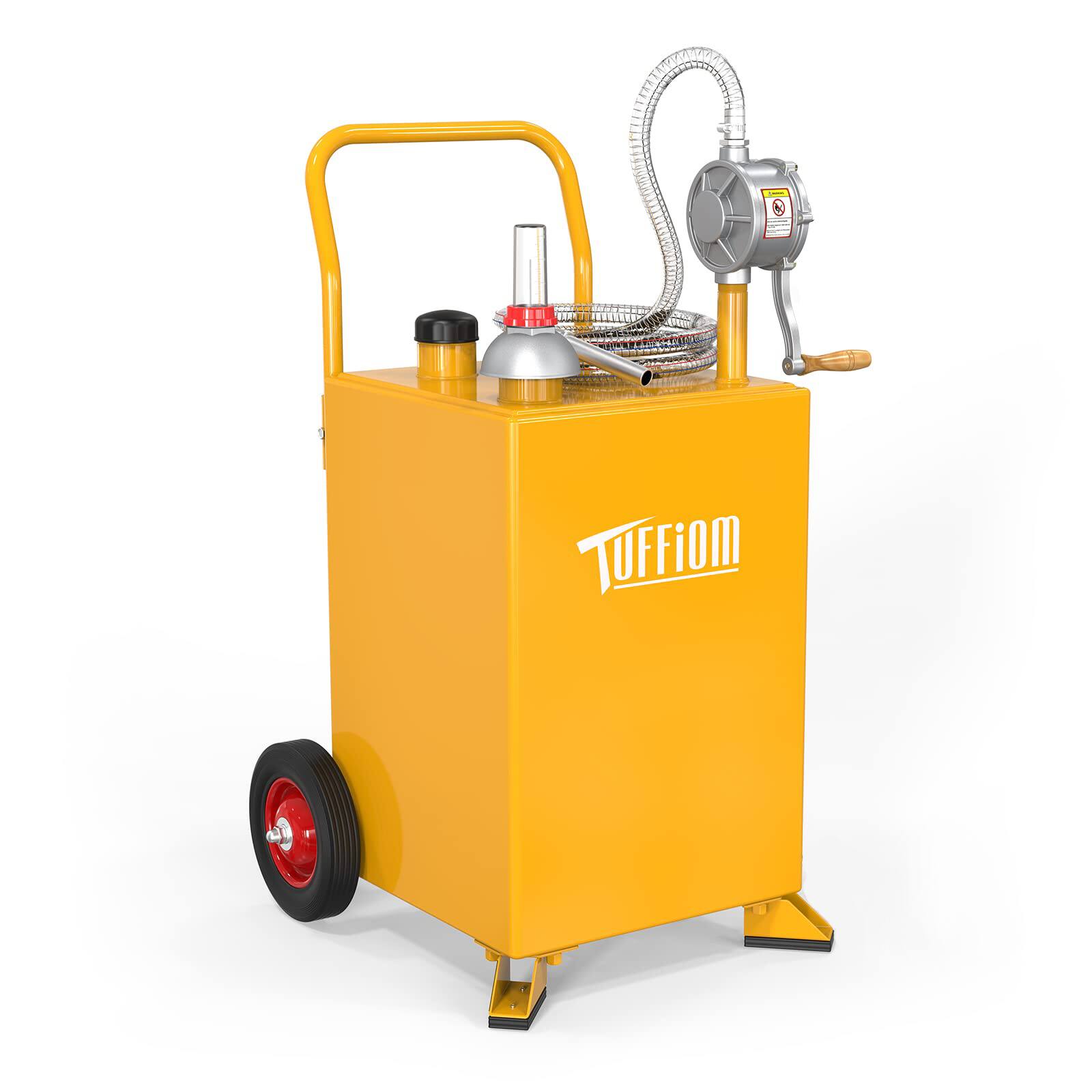 Winado - 20 Gallon Gas Caddy Fuel Transfer Storage Tank Container with Rotary Pump & Wheels & Hose - Yellow