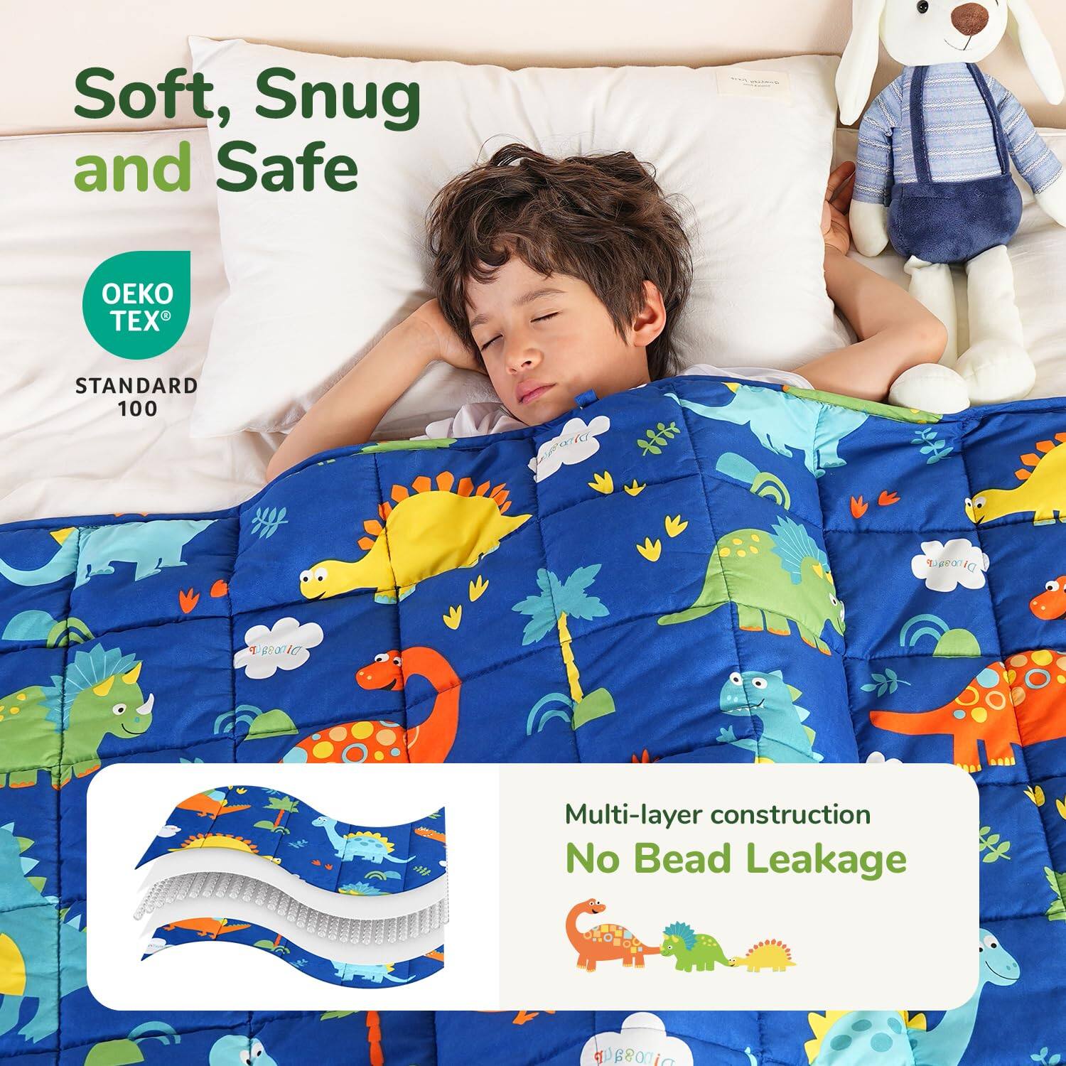 Soft, Snug and Safe

OEKO TEX® STANDARD 100

Multi-layer construction
No Bead Leakage