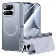 Front. Dteck - for Google Pixel 11 Pro Fold Case with Screen Protector, Compatible with MagSafe, Hidden Hinge Stand + Back Panel Stand - Gray.