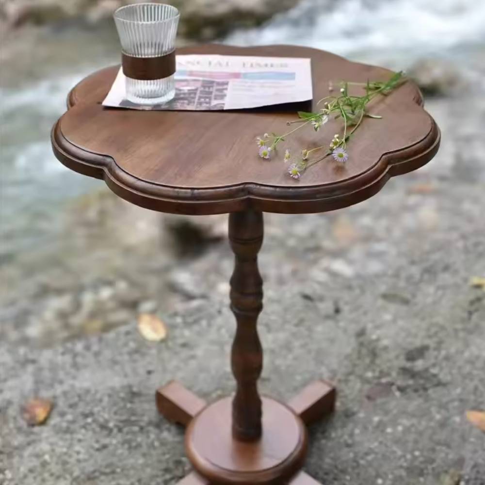 Front. Refined Abode Design - Genuine Petal Shape Retro Coffee Table - Walnut.